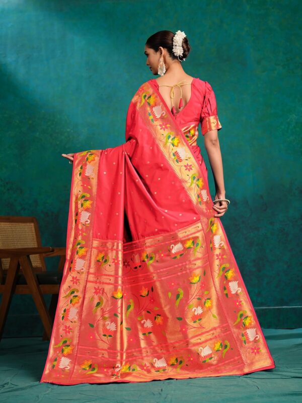 EthnicJunction Women's Pure Silk Paithani Woven Saree With Blouse Piece - Image 5