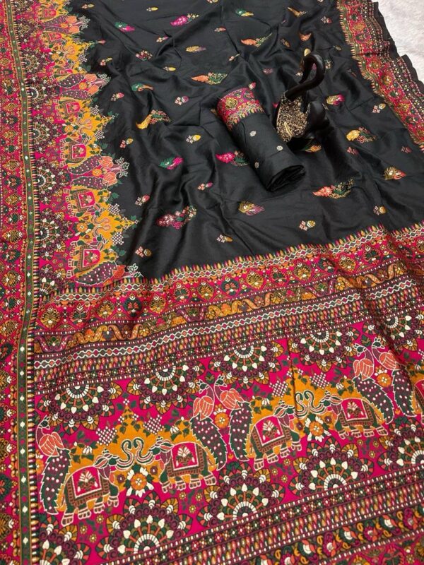 SWORNOF Women's kanjivaram banarasi silk saree for Patola festival Wedding silk with rich pallu Design sarees for women with blouse piece - Image 3