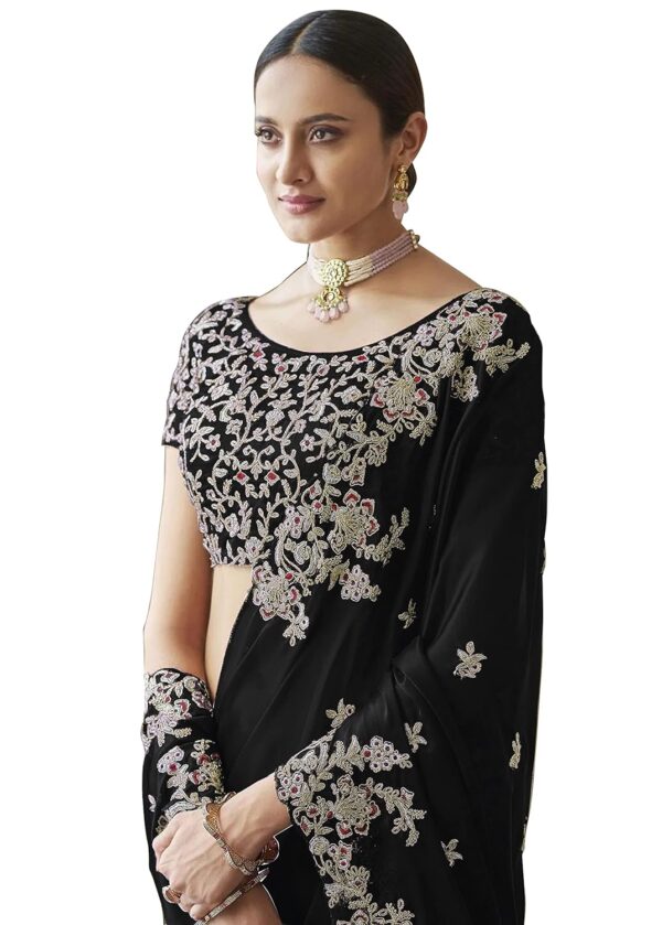 TRENDMALLS Women's Rangoli Silk Embroidery Saree with Unstitch Blouse Piece Saree for Women - Image 4