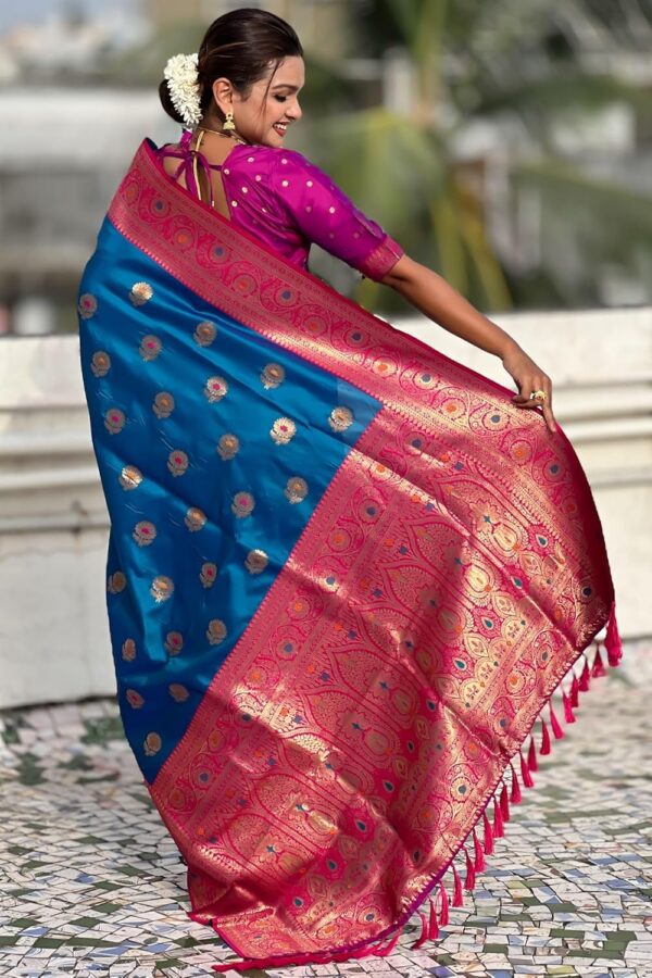 SGF11 Women's Kanjivaram Pure Soft Silk Saree With Unstitched Blouse Piece - Image 4