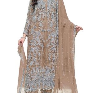 RUDRAPRAYAG Organza Embroidered Semi Stitched Anarkali Suit For Women