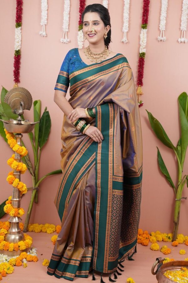 SGF11 Women's Kanjivaram Pure Soft Silk Saree With Unstitched Blouse Piece - Image 2