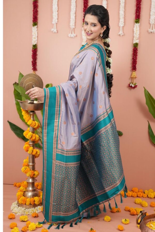 SGF11 Women's Kanjivaram Pure Soft Silk Saree With Unstitched Blouse Piece - Image 6