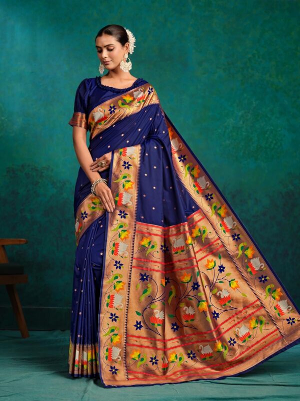 EthnicJunction Women's Pure Silk Paithani Woven Saree With Blouse Piece - Image 4