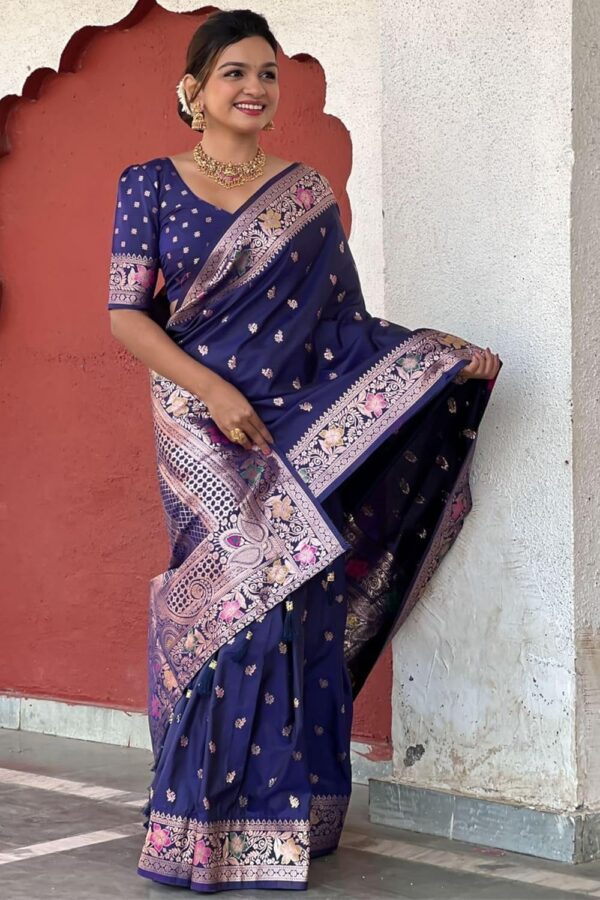 SGF11 Women's Kanjivaram Pure Soft Silk Saree With Unstitched Blouse Piece - Image 5