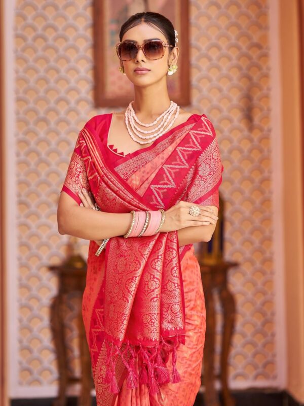 SWORNOF Women's kanjivaram banarasi silk saree for Patola festival Wedding silk with rich pallu Design sarees for women with blouse piece - Image 3