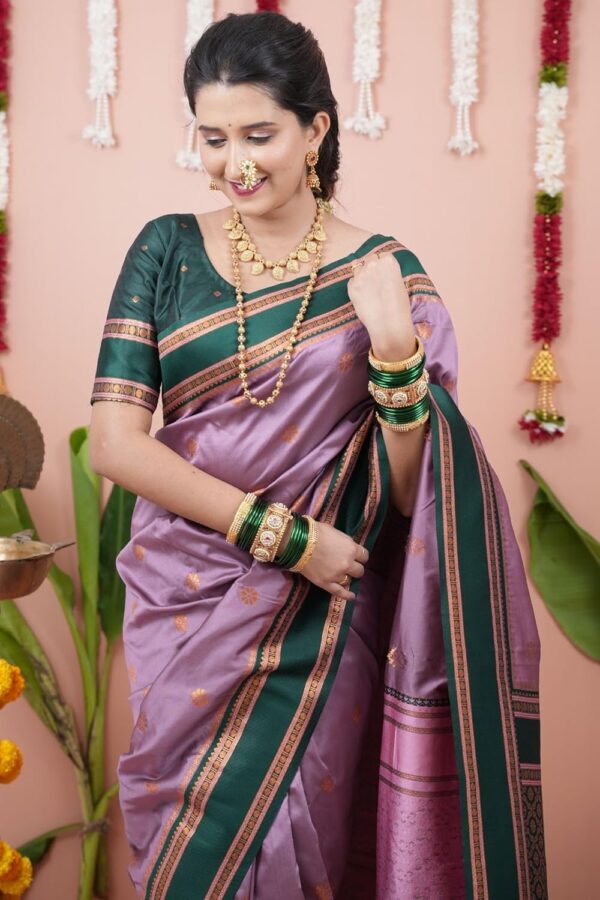 SGF11 Women's Kanjivaram Pure Soft Silk Saree With Unstitched Blouse Piece - Image 3
