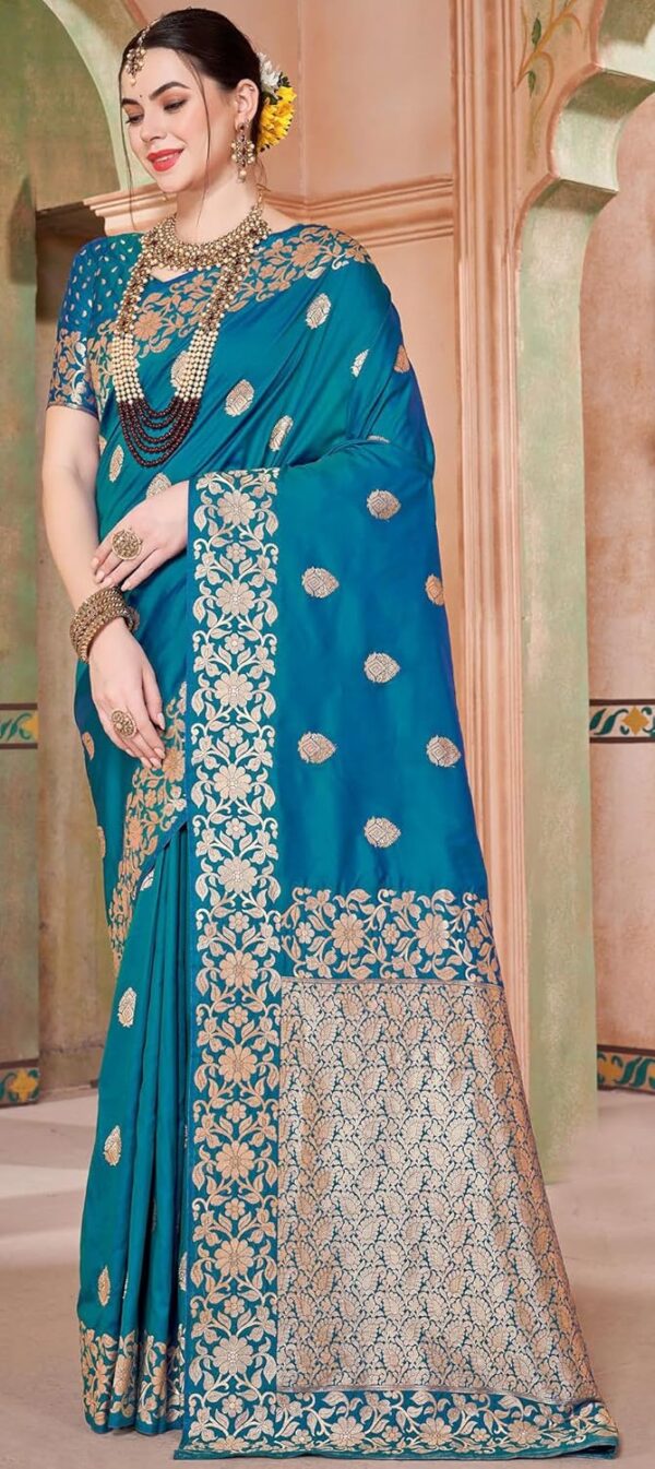 MADHUHANSH Kashmiri Cotton Patola Saree for Women | Cotton Saree | Sarees with Unstitched Blouse | Saree with Blouse Piece | Soft and Skin Friendly - Image 3