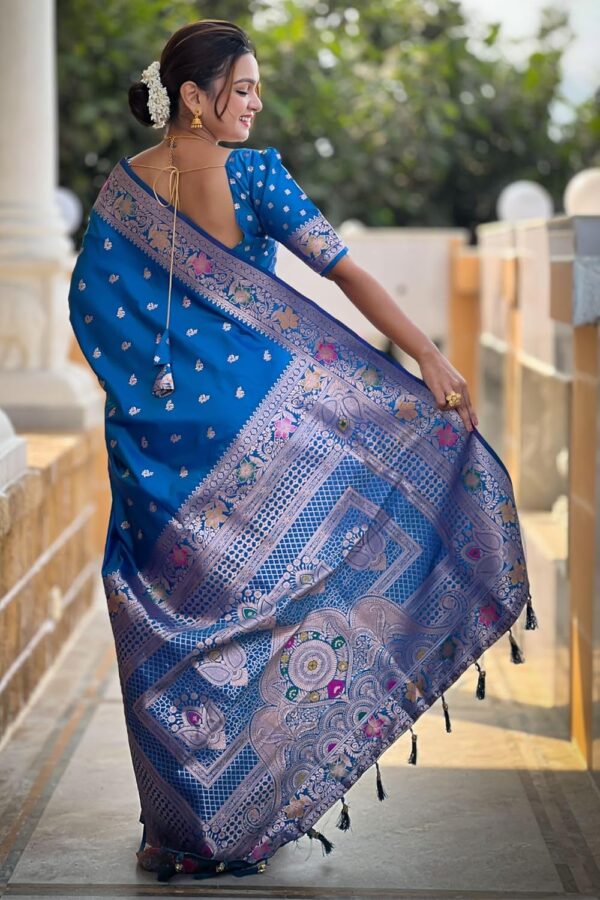 SGF11 Women's Kanjivaram Pure Soft Silk Saree With Unstitched Blouse Piece - Image 4