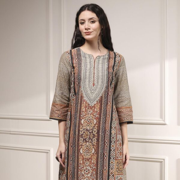 BIBA Women's Cotton Kurta, Bottom, Dupatta - Image 6