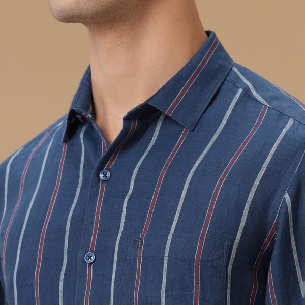 Linen Club Men's Pure Linen White Solid Slim Fit Full Sleeve Casual Shirt - Image 6