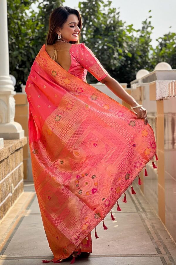 SGF11 Women's Kanjivaram Pure Soft Silk Saree With Unstitched Blouse Piece - Image 4