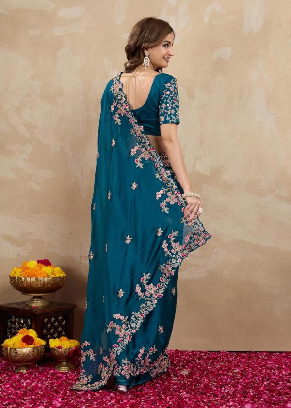 TRENDMALLS Women's Rangoli Silk Embroidery Saree with Unstitch Blouse Piece Saree for Women - Image 2