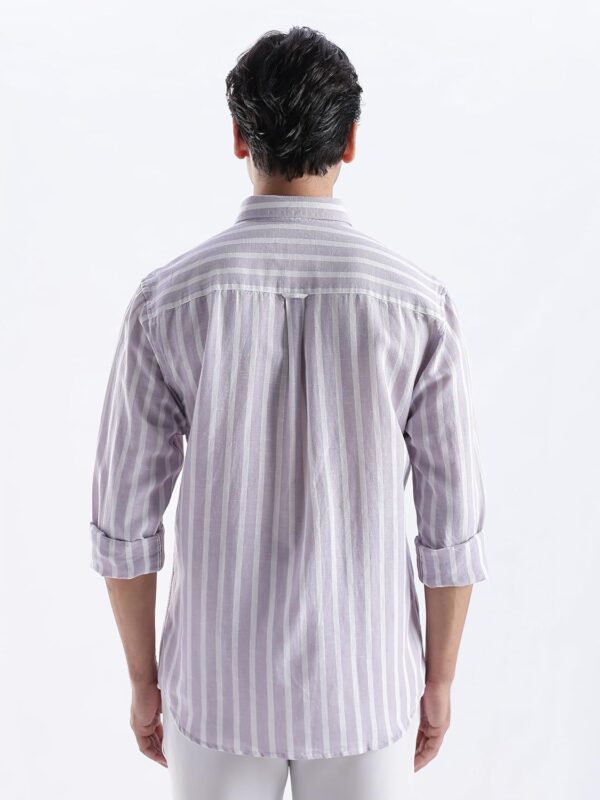 TURMS Water Repellent Men's Striped Shirt | Anti Stain Anti Odor | Concealed Button Down Collar Full Sleeves Kansas Linen Casual and Formal Wear - Image 5