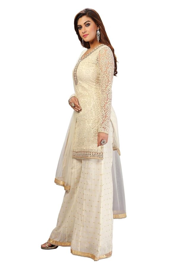 TRENDMALLS Women's Cotton Embroidery Salwar Suit Set Kurta Sharara with Dupatta Kurta Palazzo Set Stitched Ready To Wear - Image 5