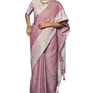 Astita Elegant Linen Cotton Saree with Woven Thread Border & Pallu | Soft Traditional Look for Festive Gifting & Everyday Elegance – With Unstitched Blouse Piece