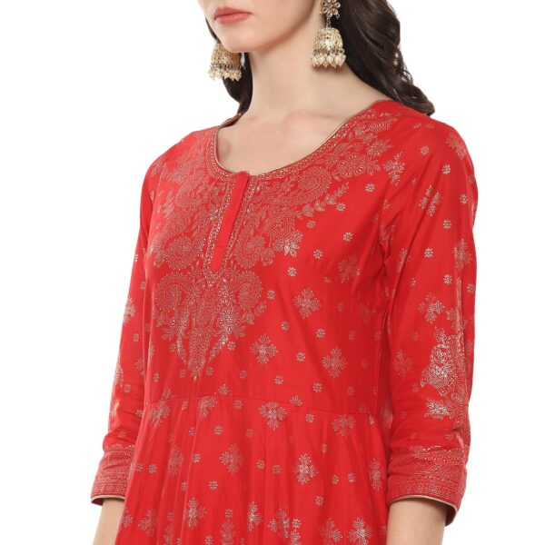 BIBA Women Cotton Anarkali Kurta Churidar Suit Set - Image 5