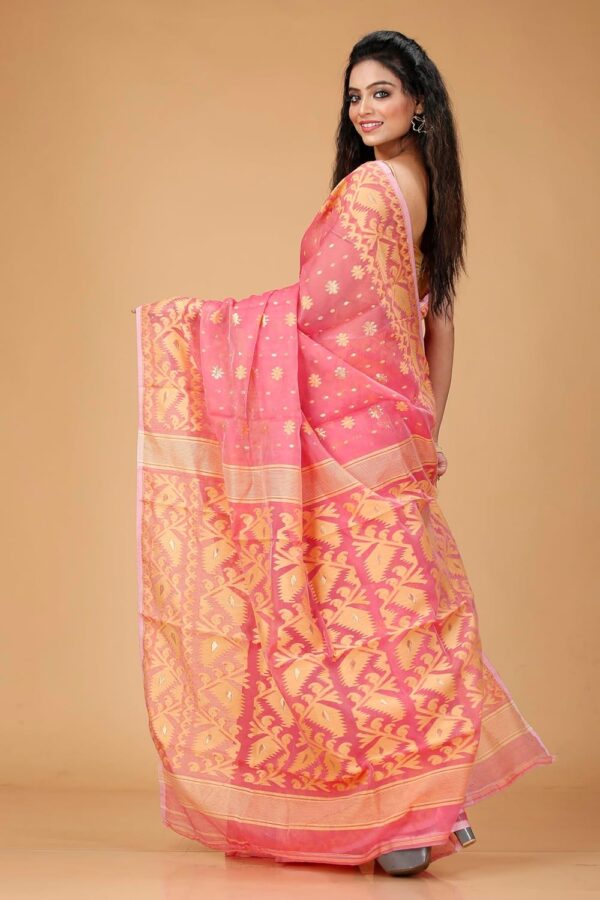 OISHANI SAREE GHOR Women's Traditional Bengal Cotton Silk Soft Jamdani Saree - Beautiful design and Quality - Without Blouse Piece - Image 3