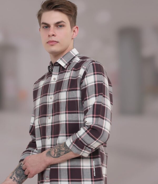 TURMS Anti Stain Men's Checks Shirt | Anti Odor Water Repellent | Cotton Full Sleeves | Available in Plus Sizes, Multiple Colors & Patterns - Image 4