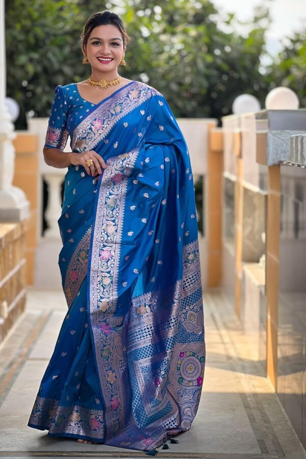 SGF11 Women's Kanjivaram Pure Soft Silk Saree With Unstitched Blouse Piece - Image 2