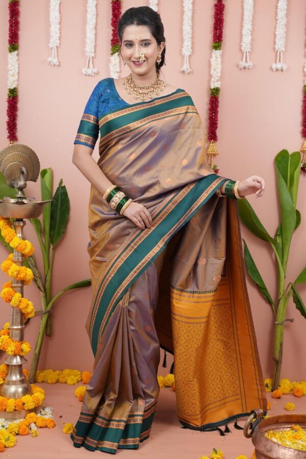 SGF11 Women's Kanjivaram Pure Soft Silk Saree With Unstitched Blouse Piece - Image 6