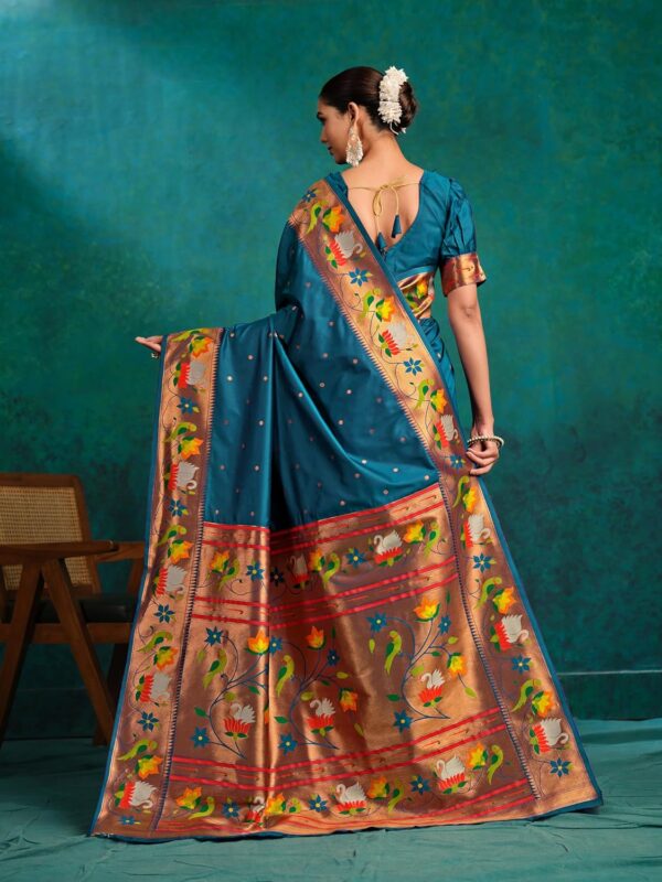 EthnicJunction Women's Pure Silk Paithani Woven Saree With Blouse Piece - Image 5