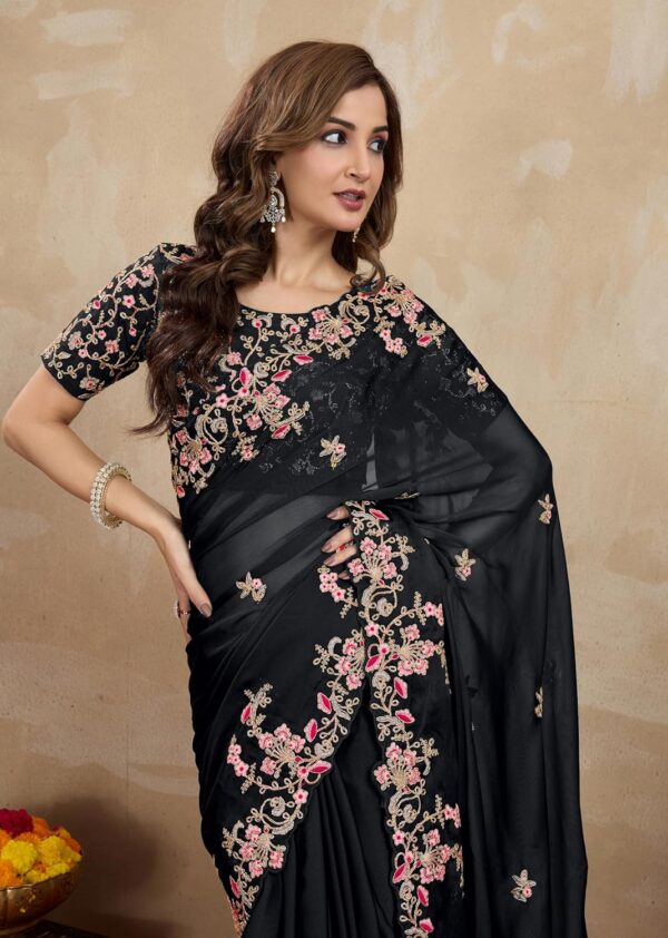 TRENDMALLS Women's Rangoli Silk Embroidery Saree with Unstitch Blouse Piece Saree for Women - Image 3