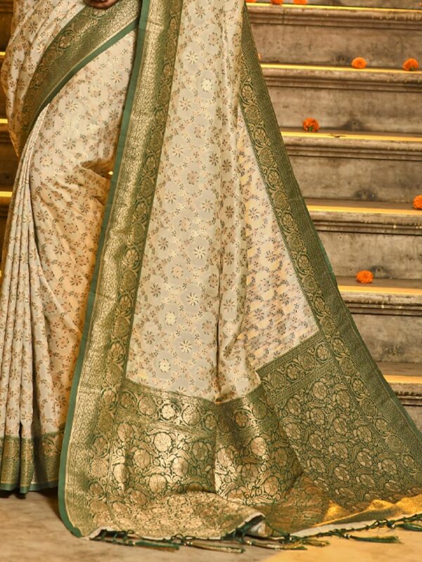 Astita Banarasi Silk Saree with Golden Zari Floral Weaving | Soft Lightweight Traditional Saree for Women | Perfect for Festive Occasions, Gifting & Celebrations - Image 4