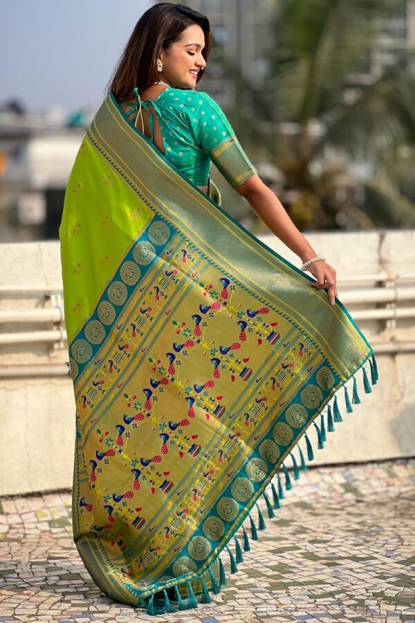 SGF11 Women's Paithani Soft Lichi Silk Kanjivaram Sarees With Blouse Piece - Image 4
