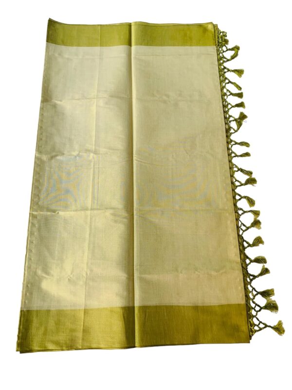 ALLUVY Womens Tissue Kuthampully Kerala Kasavu Saree Tssue | Traditional South Indian Saree | Onam Saree - Ekm-664 (Light Green) - Image 3