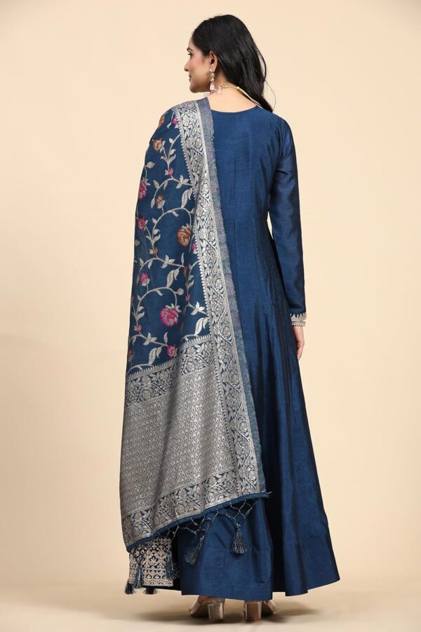 TRENDMALLS Women's Vichitra Silk Anarkali Suit Set with Jacquard Dupatta for Women Kurta Set for Women - Image 2