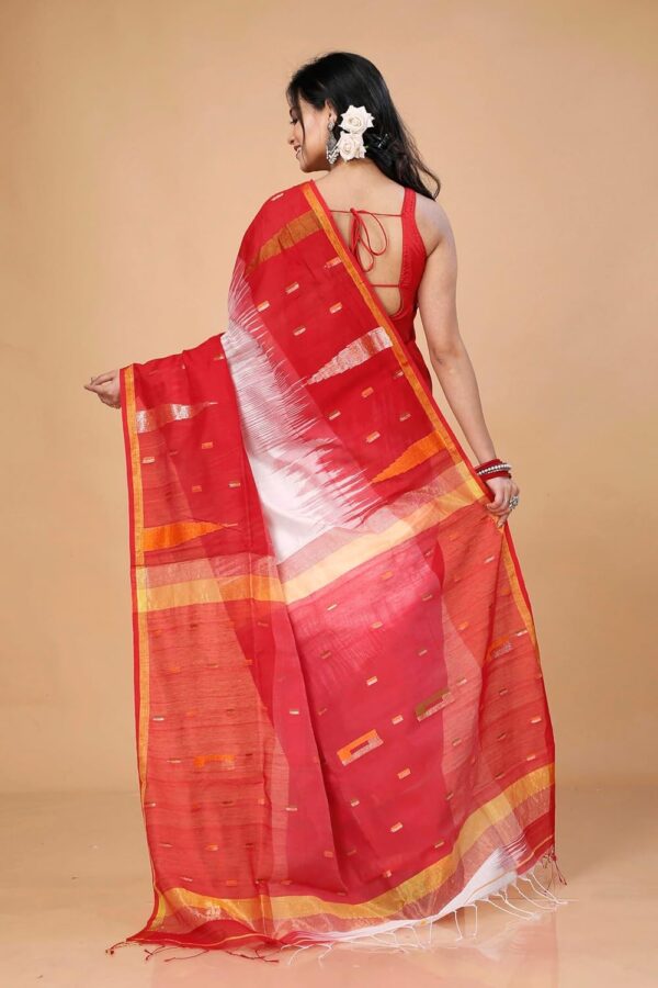 OISHANI SAREE GHOR Women's Traditional Bengal Ikkat Handloom Saree - Image 4