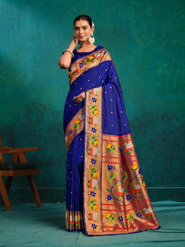 EthnicJunction Women's Pure Silk Paithani Woven Saree With Blouse Piece - Image 5