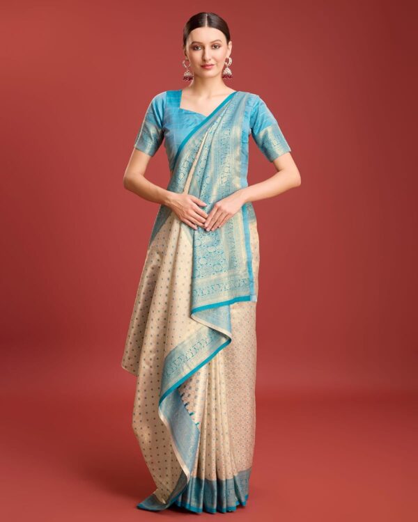 Monjolika Fashion Women's Kanjivaram Silk Mesmerizing Saree for Every Celebrations Comes With Unstitched Blouse Piece - Image 4