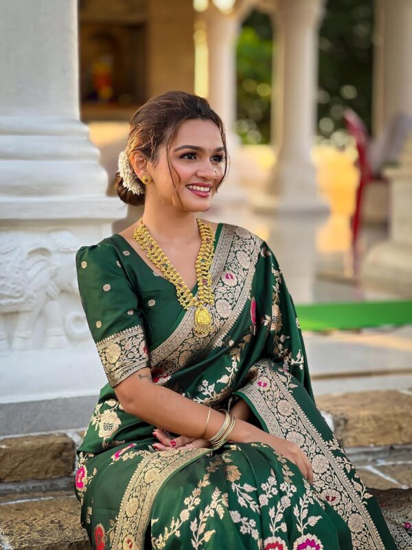 MARGI DESIGNERS Womens New Latest Kanjivaram Heavy Banarasi Silk Woven Saree with Blouse - Image 6