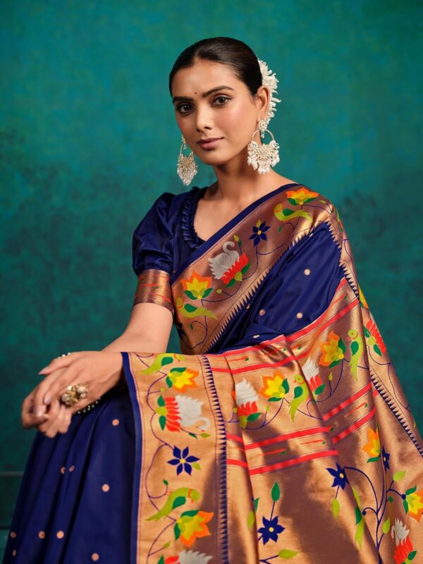 EthnicJunction Women's Pure Silk Paithani Woven Saree With Blouse Piece - Image 2