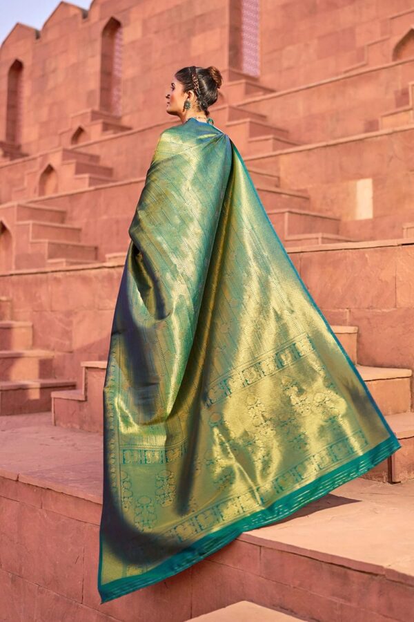 SWORNOF Women's kanjivaram banarasi silk saree for Patola festival Wedding silk with rich pallu Design sarees for women with blouse piece - Image 2