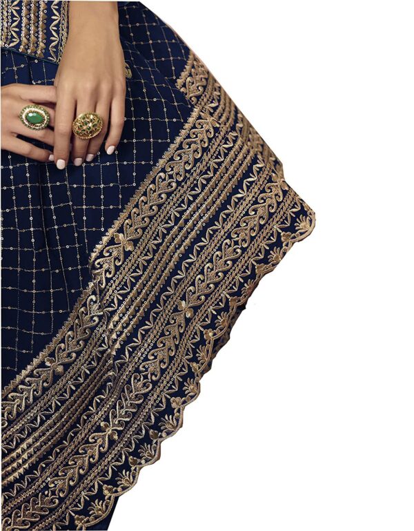 Miss Ethnik Women's Faux Georgette Semi-Stitched Top With Stitched Bottom and Dupatta Embroidered Straight Kurta Dress Material (Kurta Palazzo Set) - Image 3