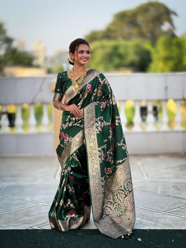MARGI DESIGNERS Womens New Latest Kanjivaram Heavy Banarasi Silk Woven Saree with Blouse - Image 5