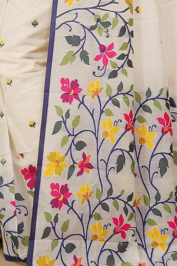 BENGAL HANDLOOM Mina Soft Cotton Jamdani Saree - Image 5