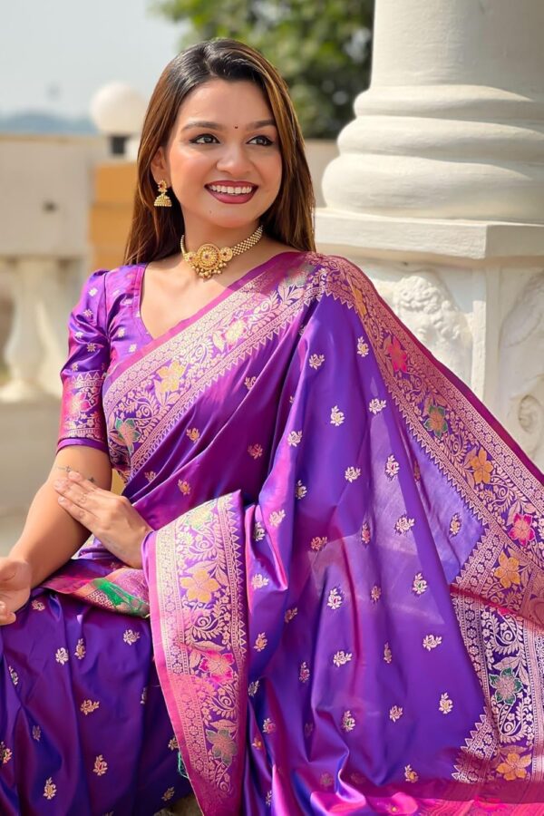 SGF11 Women's Kanjivaram Pure Soft Silk Saree With Unstitched Blouse Piece - Image 5