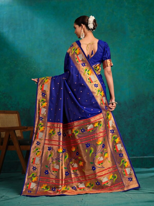 EthnicJunction Women's Pure Silk Paithani Woven Saree With Blouse Piece - Image 6