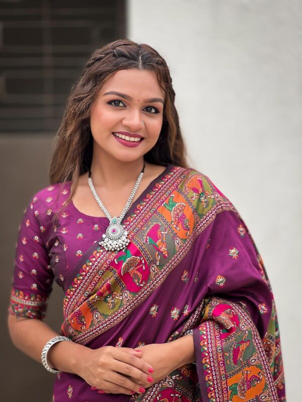 SGF11 Women's Kanjivaram Pure Soft Silk Saree With Unstitched Blouse Piece - Image 3