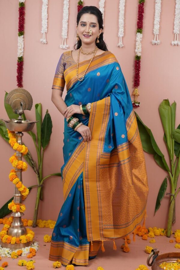 SGF11 Women's Kanjivaram Pure Soft Silk Saree With Unstitched Blouse Piece - Image 2