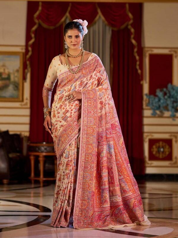 SWORNOF Women's kanjivaram banarasi silk saree for festival Wedding silk with rich pallu Design sarees for women with Unstitched blouse piece - Image 2
