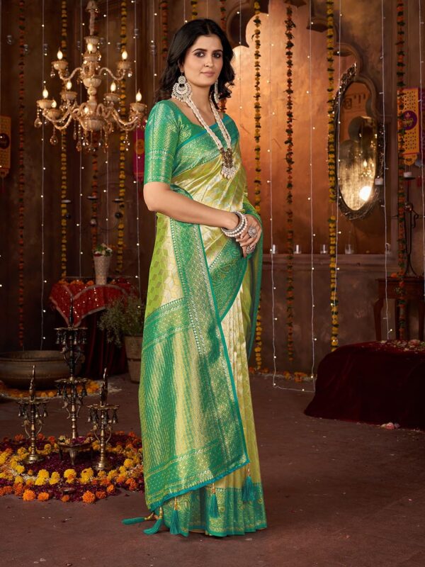 Mehrang Cotton Banarasi Silk Saree for Women With Unstitched Blouse Piece - Image 3