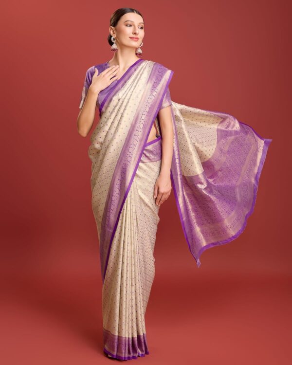 Monjolika Fashion Women's Kanjivaram Silk Mesmerizing Saree for Every Celebrations Comes With Unstitched Blouse Piece - Image 4