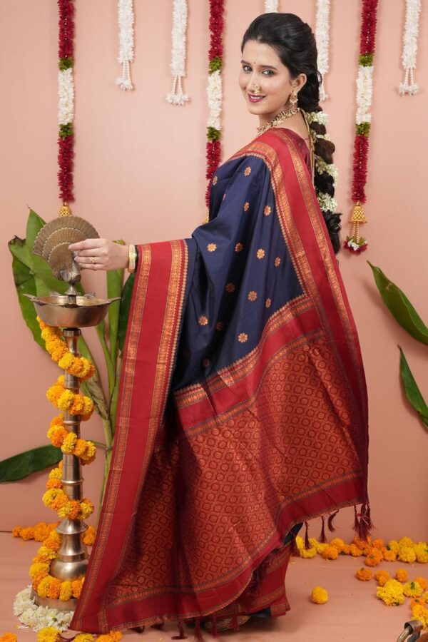 SGF11 Women's Kanjivaram Pure Soft Silk Saree With Unstitched Blouse Piece - Image 6