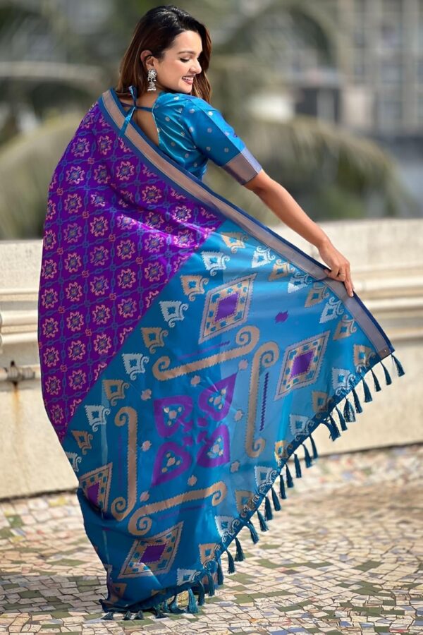 SGF11 Women's Kanjivaram Patola Soft Pure Silk Sarees With Unstitched Blouse Piece - Image 3