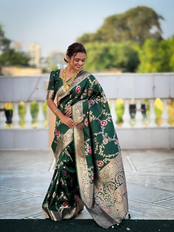 MARGI DESIGNERS Womens New Latest Kanjivaram Heavy Banarasi Silk Woven Saree with Blouse - Image 3